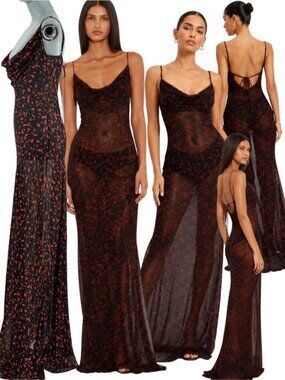 🆕 RAT & BOA 🧿 NWOT Valentina Magnolia Floral Sheer Dress, Cowl Neck Sz M US 6